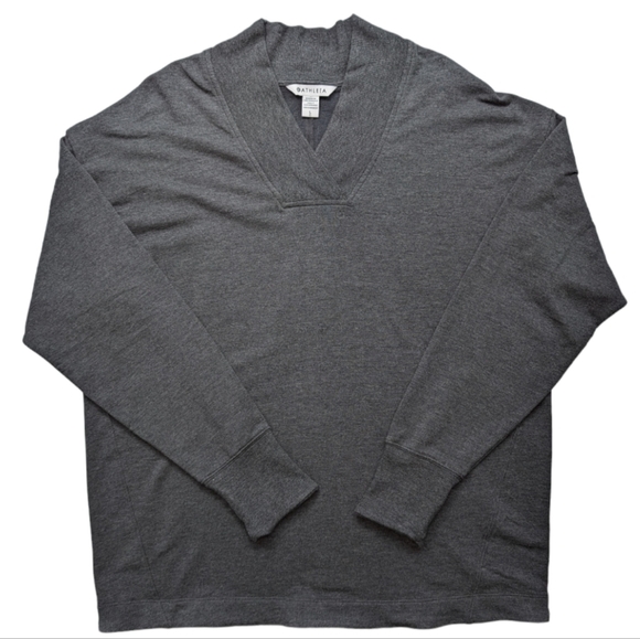 Athleta Tops - Athleta Clarity V-Neck Sweatshirt Womens Large Athleisure Cozy Black Heather NWT